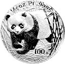 China Platin Panda Gedenkausgabe / Besonderausgabe: 20 Jahre Goldbarrenmünzen-Panda 2002, 100 Yuan (1/10 oz)